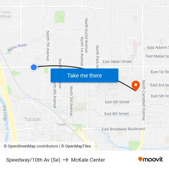 Speedway/10th Av (Se) to McKale Center map