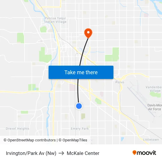 Irvington/Park Av (Nw) to McKale Center map