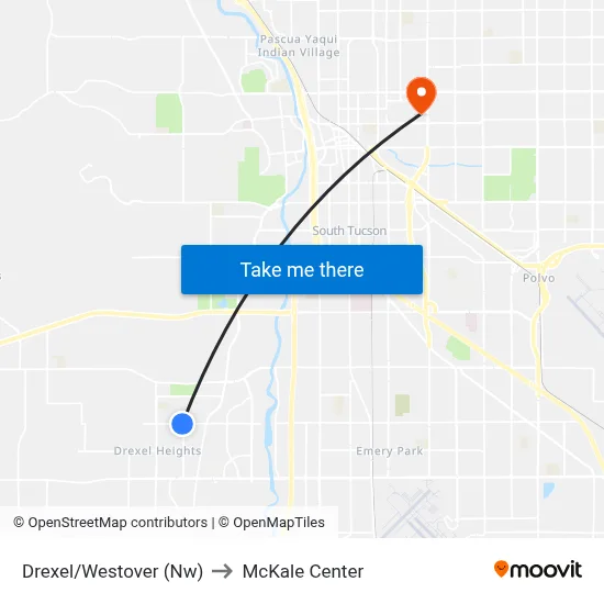 Drexel/Westover (Nw) to McKale Center map