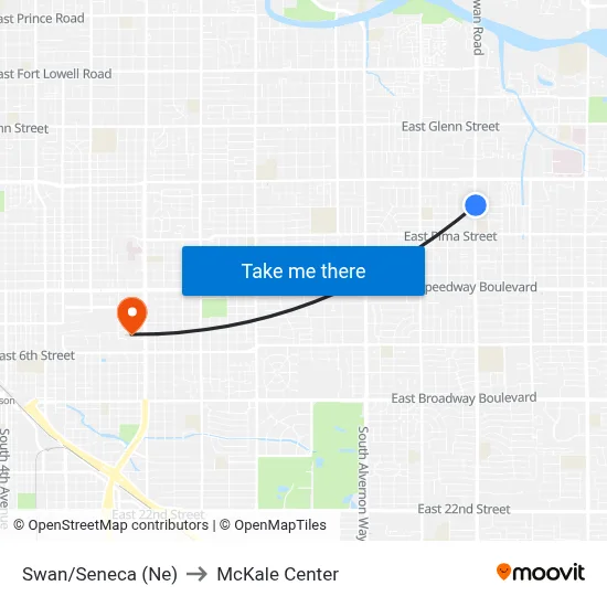 Swan/Seneca (Ne) to McKale Center map