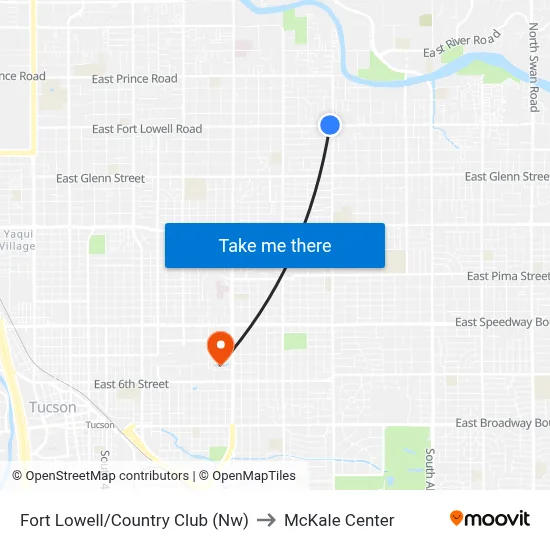 Fort Lowell/Country Club (Nw) to McKale Center map