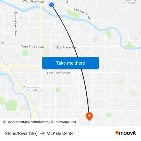 Stone/River (Sw) to McKale Center map