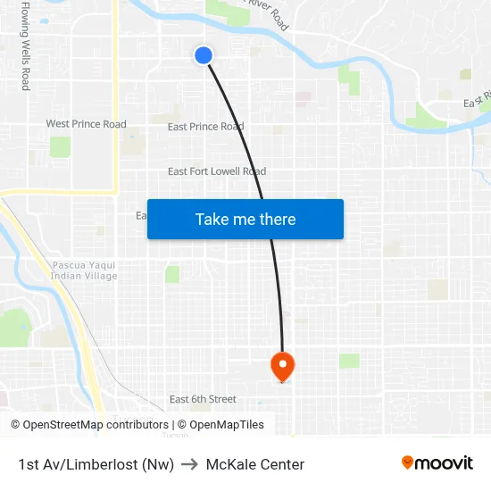 1st Av/Limberlost (Nw) to McKale Center map