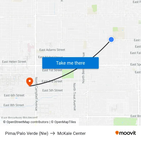 Pima/Palo Verde (Nw) to McKale Center map
