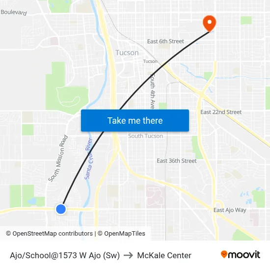 Ajo/School@1573 W Ajo (Sw) to McKale Center map