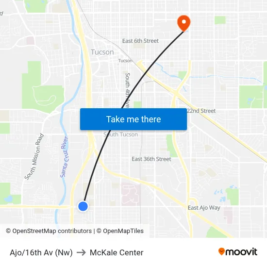 Ajo/16th Av (Nw) to McKale Center map