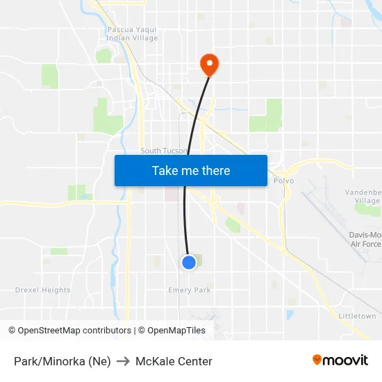 Park/Minorka (Ne) to McKale Center map
