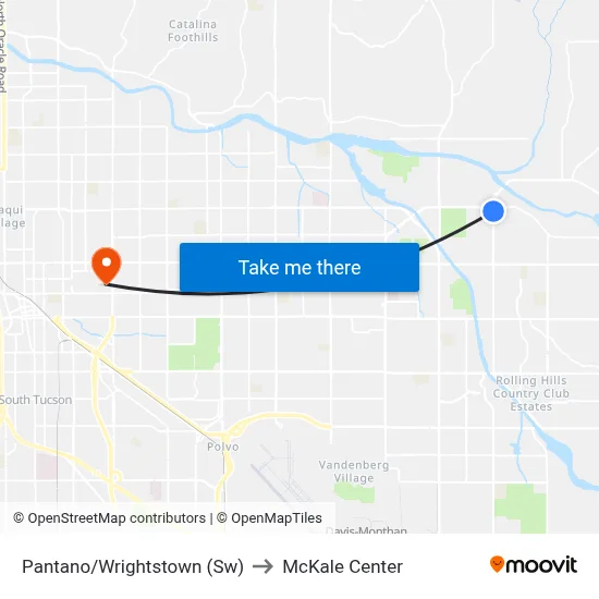 Pantano/Wrightstown (Sw) to McKale Center map