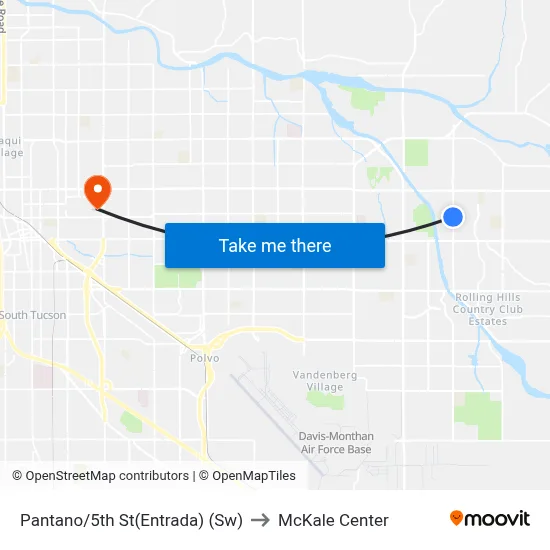 Pantano/5th St(Entrada) (Sw) to McKale Center map