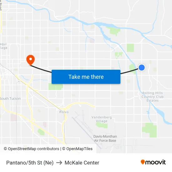 Pantano/5th St (Ne) to McKale Center map