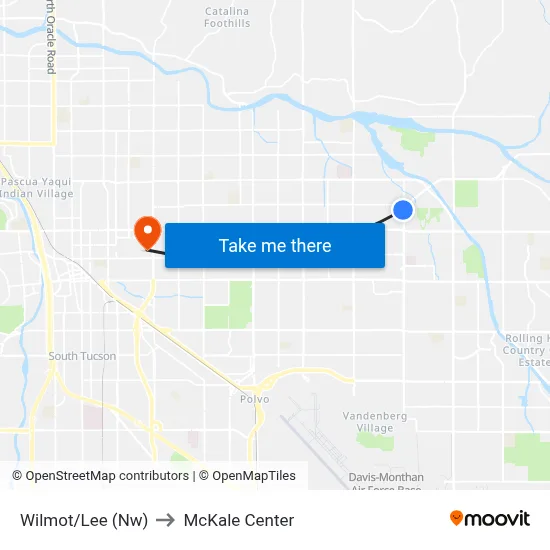 Wilmot/Lee (Nw) to McKale Center map