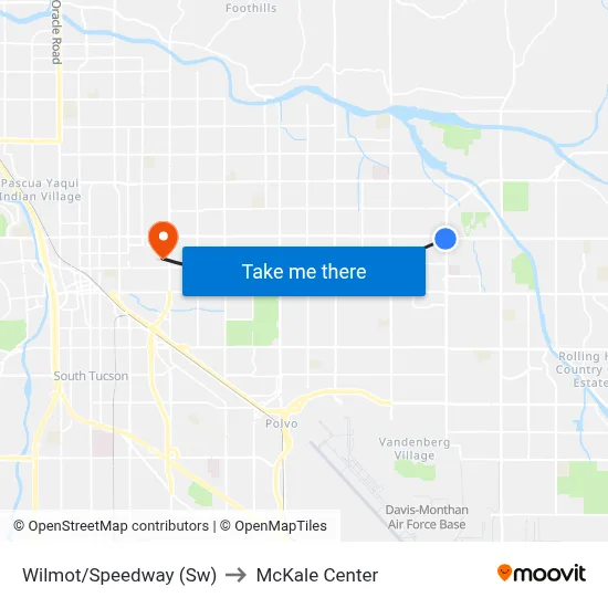 Wilmot/Speedway (Sw) to McKale Center map