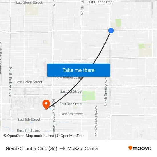 Grant/Country Club (Se) to McKale Center map
