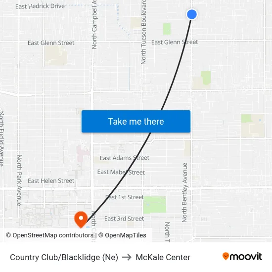 Country Club/Blacklidge (Ne) to McKale Center map