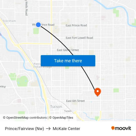 Prince/Fairview (Nw) to McKale Center map