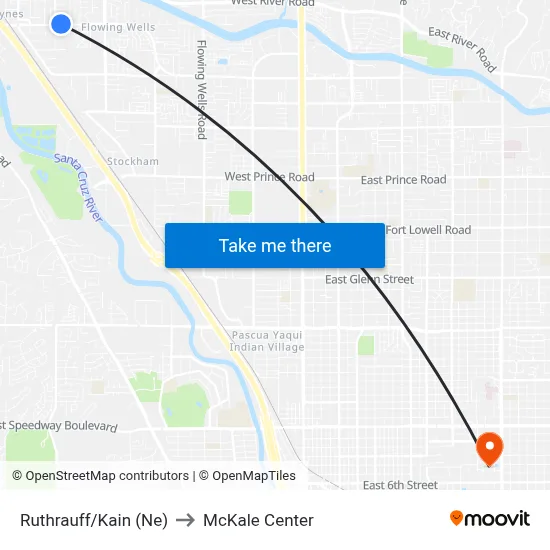 Ruthrauff/Kain (Ne) to McKale Center map