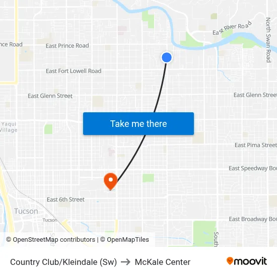 Country Club/Kleindale (Sw) to McKale Center map