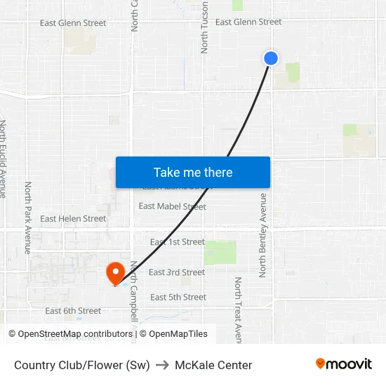 Country Club/Flower (Sw) to McKale Center map