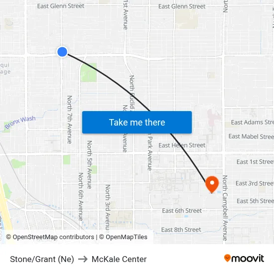 Stone/Grant (Ne) to McKale Center map