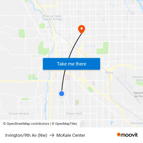 Irvington/9th Av (Nw) to McKale Center map