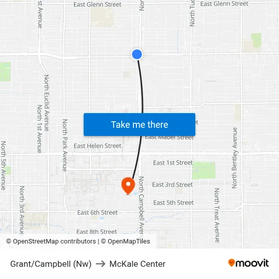 Grant/Campbell (Nw) to McKale Center map