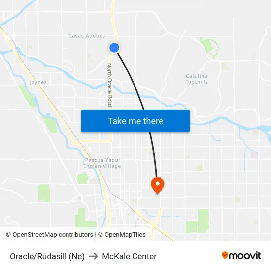 Oracle/Rudasill (Ne) to McKale Center map