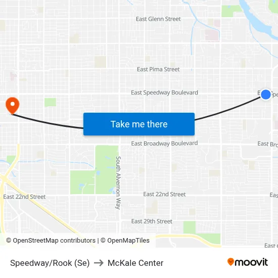 Speedway/Rook (Se) to McKale Center map