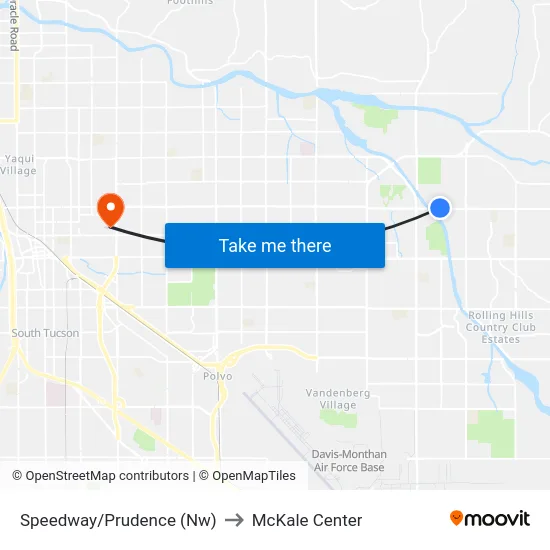 Speedway/Prudence (Nw) to McKale Center map