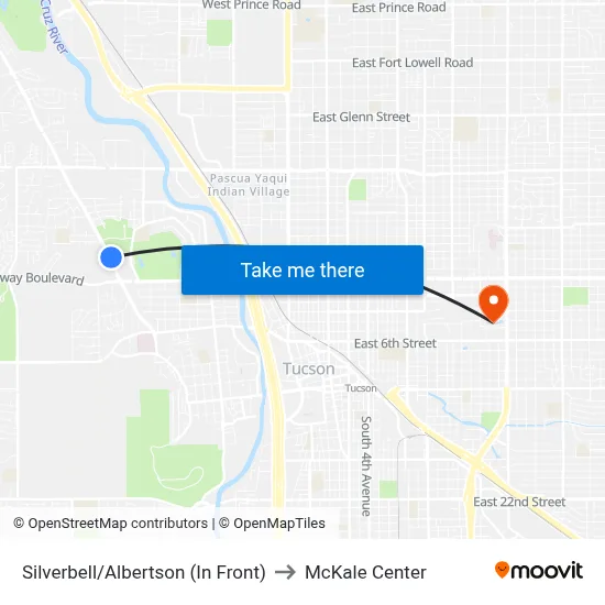 Silverbell/Albertson (In Front) to McKale Center map