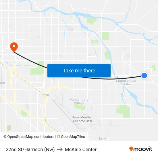 22nd St/Harrison (Nw) to McKale Center map