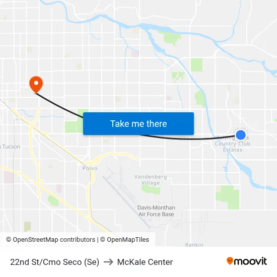 22nd St/Cmo Seco (Se) to McKale Center map