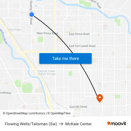 Flowing Wells/Talisman (Sw) to McKale Center map
