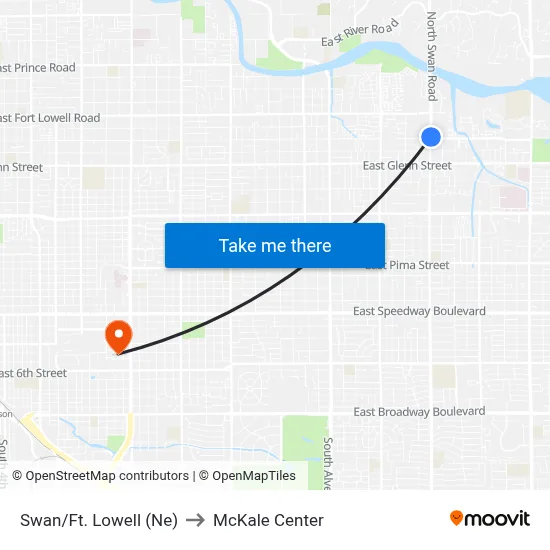 Swan/Ft. Lowell (Ne) to McKale Center map