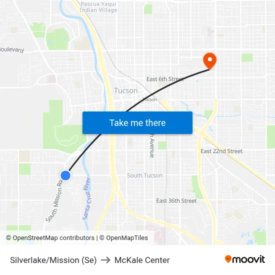 Silverlake/Mission (Se) to McKale Center map