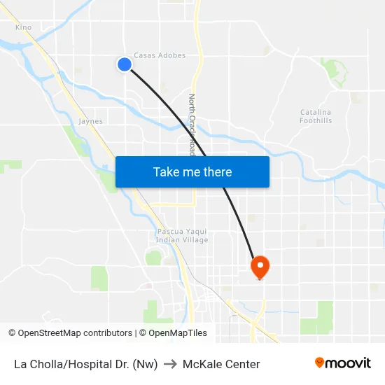 La Cholla/Hospital Dr. (Nw) to McKale Center map