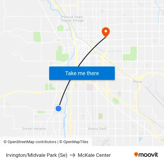 Irvington/Midvale Park (Se) to McKale Center map