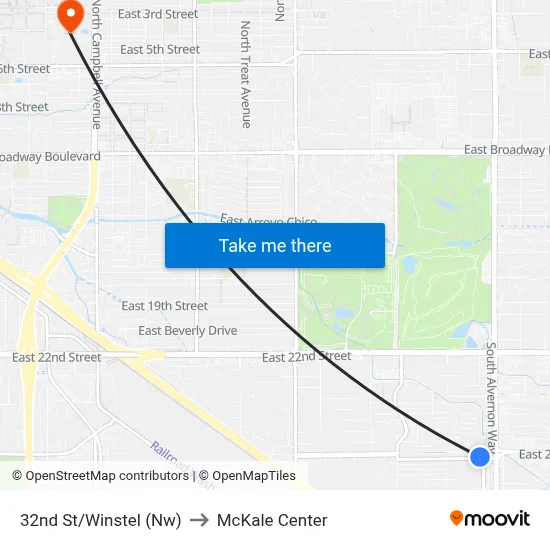 32nd St/Winstel (Nw) to McKale Center map
