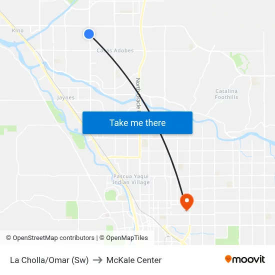 La Cholla/Omar (Sw) to McKale Center map
