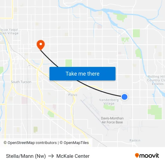 Stella/Mann (Nw) to McKale Center map