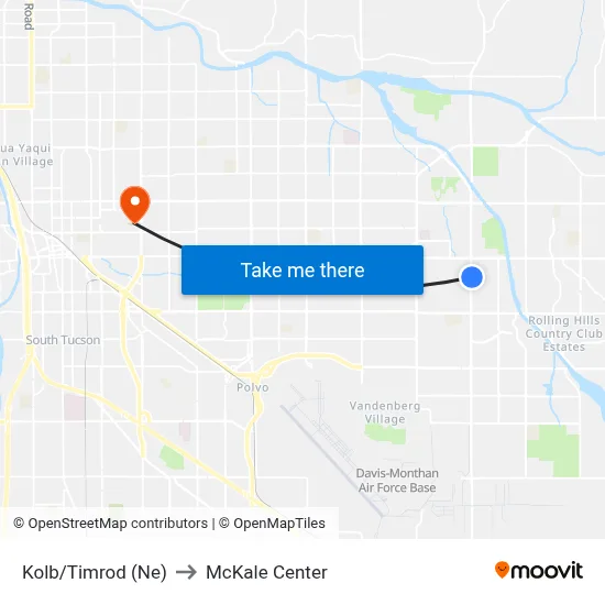Kolb/Timrod (Ne) to McKale Center map