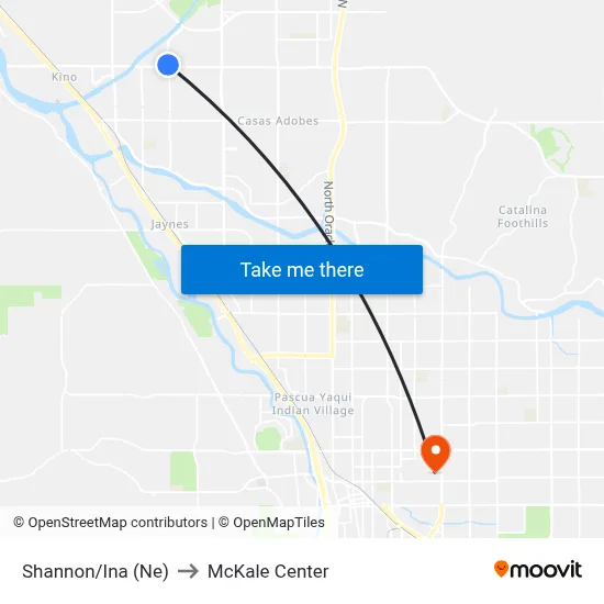 Shannon/Ina (Ne) to McKale Center map