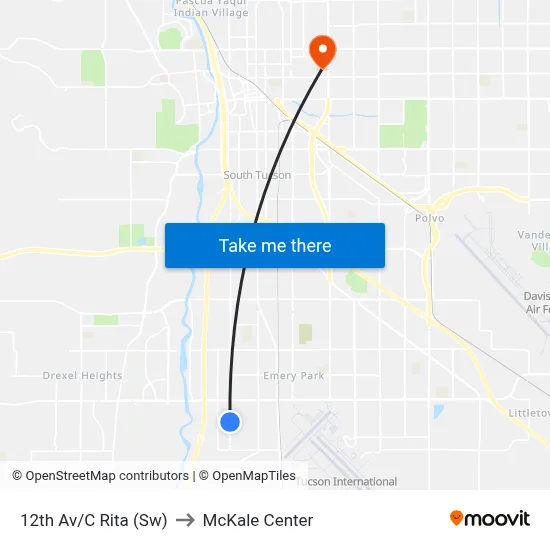 12th Av/C Rita (Sw) to McKale Center map