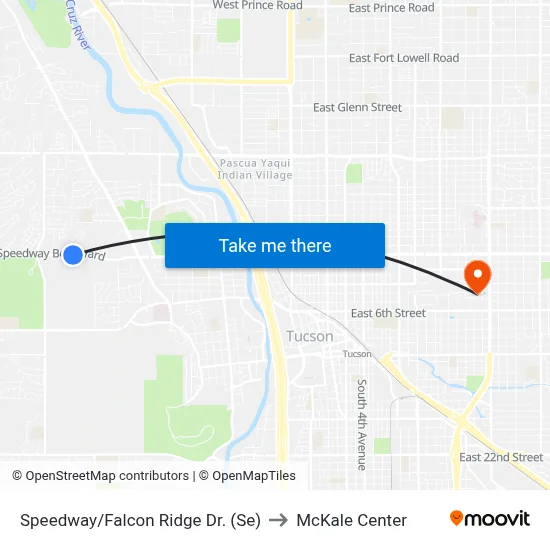 Speedway/Falcon Ridge Dr. (Se) to McKale Center map