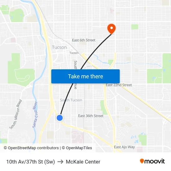 10th Av/37th St (Sw) to McKale Center map