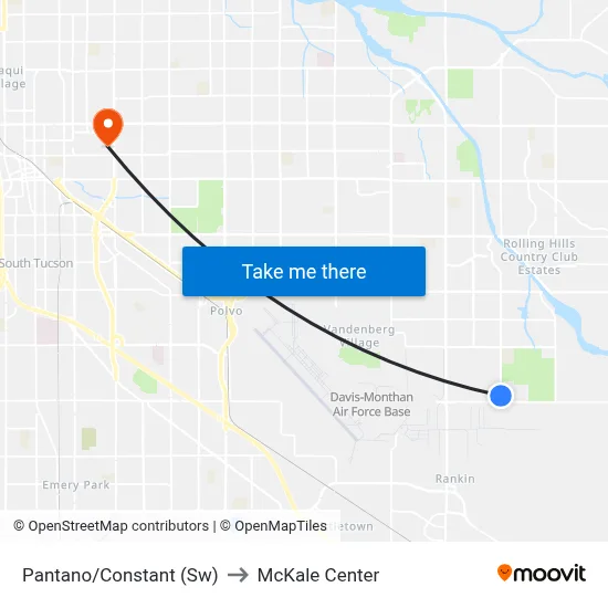 Pantano/Constant (Sw) to McKale Center map