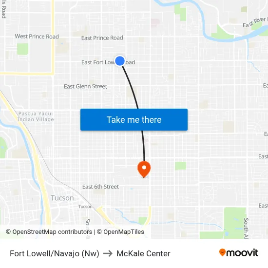 Fort Lowell/Navajo (Nw) to McKale Center map