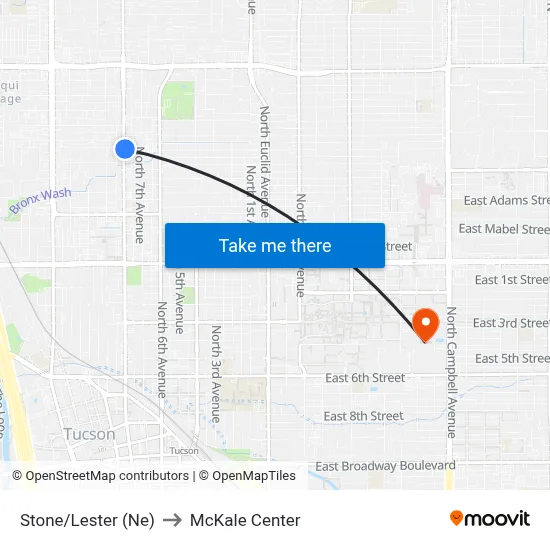 Stone/Lester (Ne) to McKale Center map