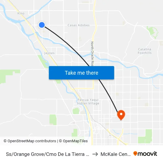 Ss/Orange Grove/Cmo De La Tierra (Nw) to McKale Center map