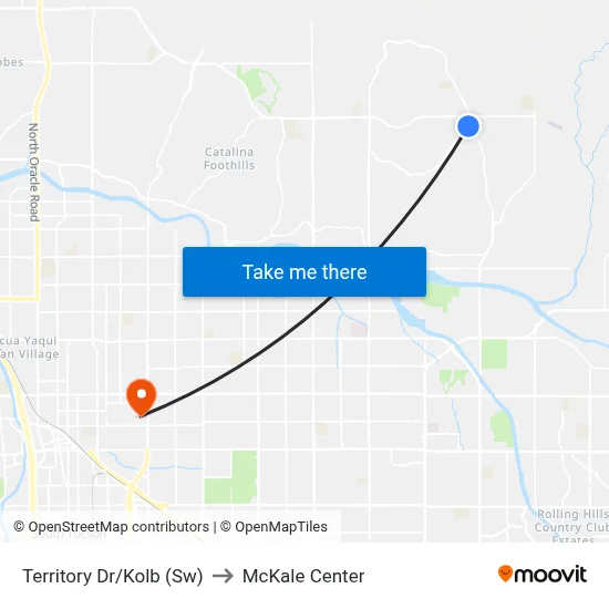 Territory Dr/Kolb (Sw) to McKale Center map