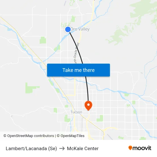 Lambert/Lacanada (Se) to McKale Center map
